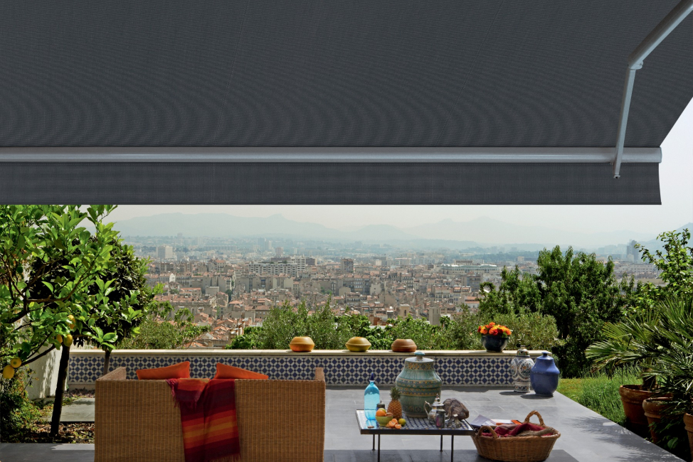 Toile pour store banne 6 x 2,75 m - Tissu acrylique Sauleda Parma 2207 -  Rentoilage sur-mesure store de terrasse extérieur